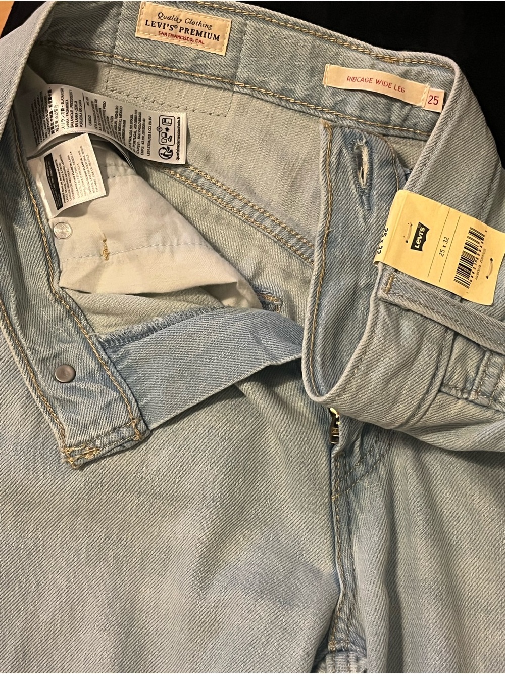 LEVI’s RIBCAGE WIDE LEG High Rise Linen and Denim Women’s Jeans - Picture 3 of 10
